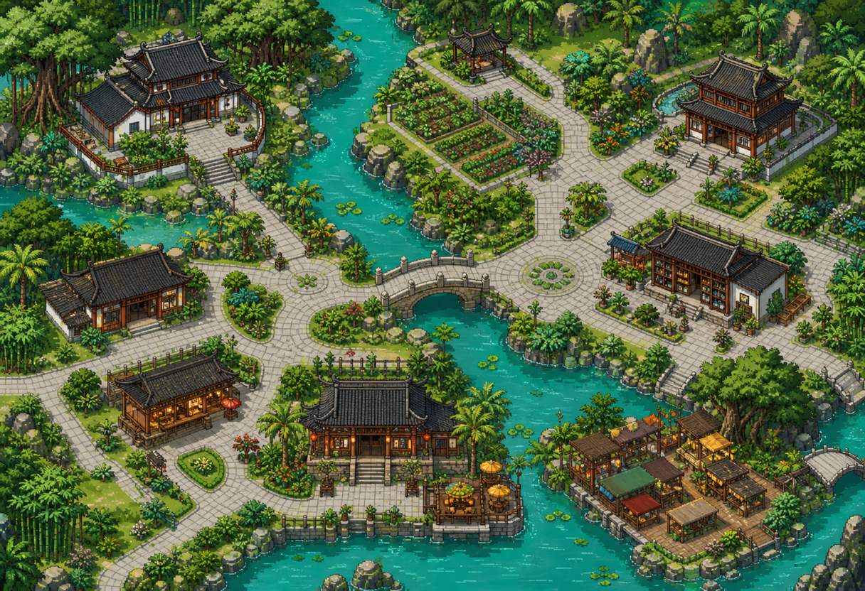 像素药膳小镇地图